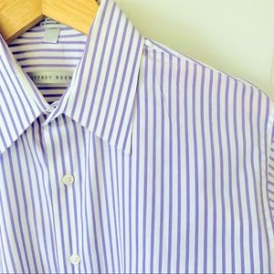 GEOFFREY BEEN Men's Dress Shirt Lilac & White Sz L